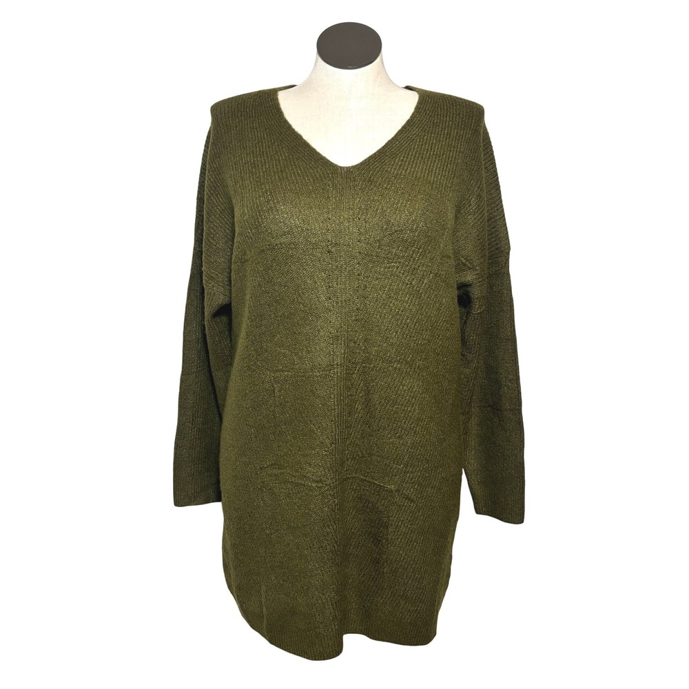Fashion Womens Acrylic Blend Sweater Dress Tunic Oversized Large Olive‎ Green